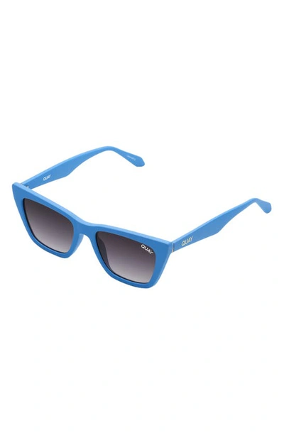 Shop Quay Call The Shots 48mm Gradient Cat Eye Sunglasses In Matte Blue / Smoke