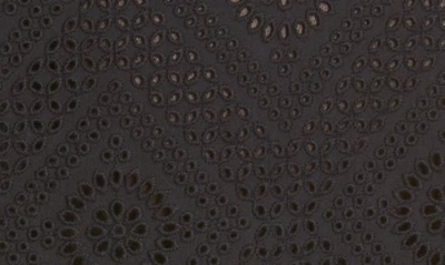 Shop Adam Lippes Sleeveless Tiered Eyelet Detail Mock Neck Cotton Dress In Black