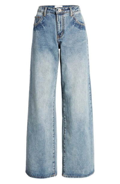 Shop One Teaspoon Jackson High Waist Wide Leg Jeans In Sunbleach Blue