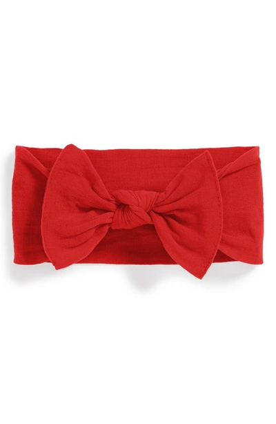 Shop Baby Bling Knotted Bow Headband In Cherry