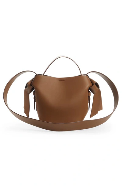 Shop Acne Studios Mini Musubi Leather Top Handle Bag In Camel Brown