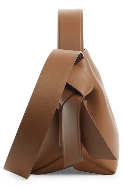 Shop Acne Studios Mini Musubi Leather Top Handle Bag In Camel Brown