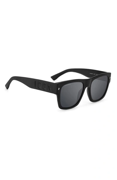 Shop Dsquared2 55mm Square Sunglasses In Matte Black / Silver Mirror