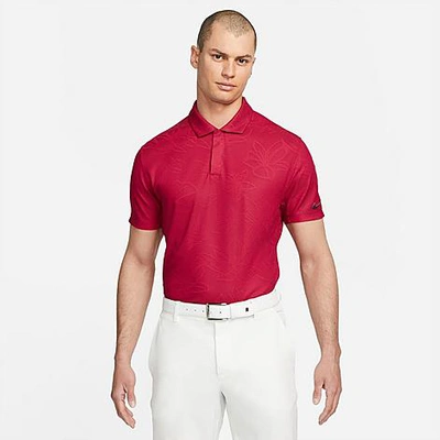 Shop Nike Men's Dri-fit Adv Tiger Woods Floral Print Polo Shirt In Team Red/gym Red/black