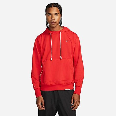 Shop Nike Men's Dri-fit Standard Issue Pullover Basketball Hoodie In University Red/pale Ivory
