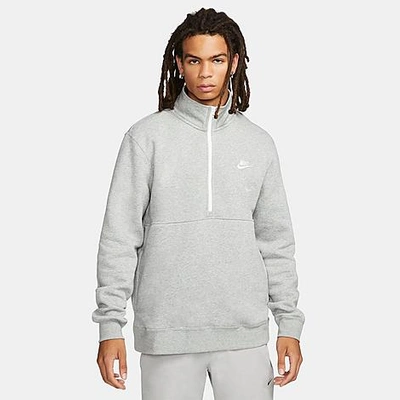 Shop Nike Men's Sportswear Club Half-zip Pullover Jacket In Dark Grey Heather/white/white