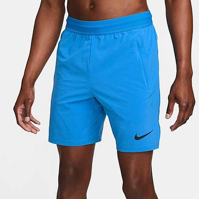 Shop Nike Men's Pro Dri-fit Flex Vent Max 8-inch Training Shorts In Light Photo Blue/black