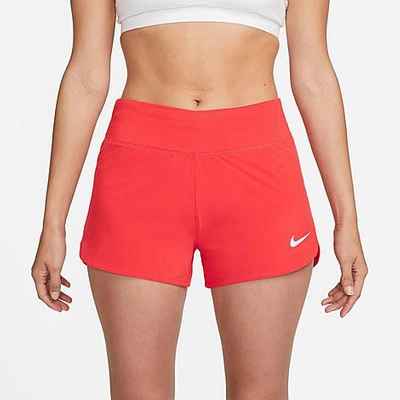 Shop Nike Women's Eclipse Running Shorts In Light Crimson/reflective Silver