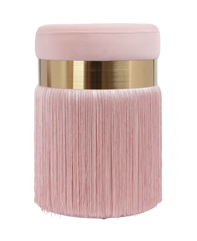Tov Furniture Melody Tasseled Ottoman In Blush