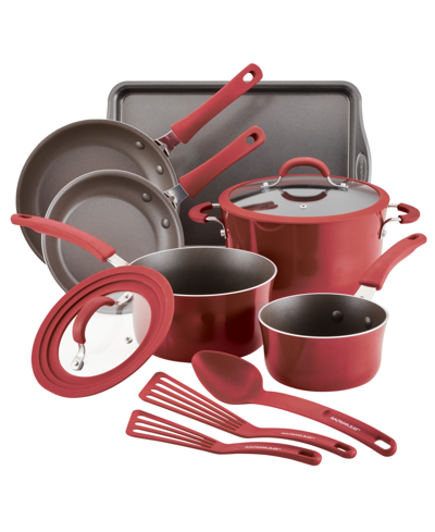 Shop Rachael Ray Cook + Create Aluminum Nonstick Cookware Set, 11 Piece In Red