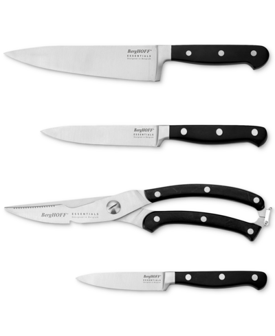 Shop Berghoff Essentials 4-pc Triple Riveted Cutlery Set In Black