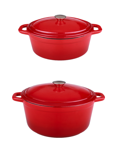 Shop Berghoff Neo Cast Iron Stockpot And Covered Dutch Ovens, Set Of 2 In Red