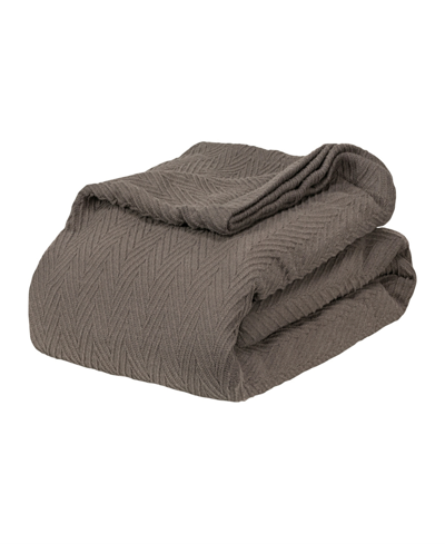 Shop Superior Chevron All Season Cotton Blanket, Twin In Charcoal