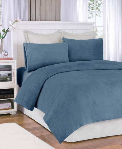 Shop Jla Home True North By Sleep Philosophy Soloft Plush Micro-fleece 4-pc. Sheet Set, King In Blue