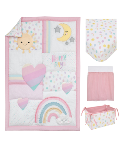 Shop Nojo Happy Days Rainbows And Sunshine 4 Piece Nursery Crib Bedding Set In Pink