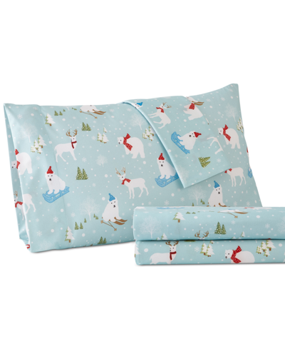 Shop Shavel Micro Flannel Printed California King 4-pc Sheet Set In Fun In The Snow