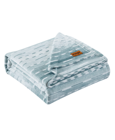 Shop Wrangler Closeout!  Logan Stripe Ultra Soft Plush Blanket, King In Rain Washed