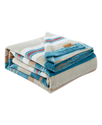 Shop Wrangler Modern Serape Stripe Ultra Soft Plush Blanket, Twin In Muted Turquoise