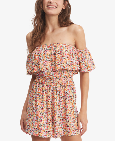 Shop Roxy Juniors' Another Day Printed Romper In Pastel Rose Swept Up Floral