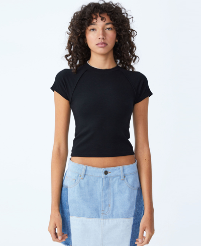 Shop Cotton On Women's Amber Raglan Short Sleeve T-shirt In Black