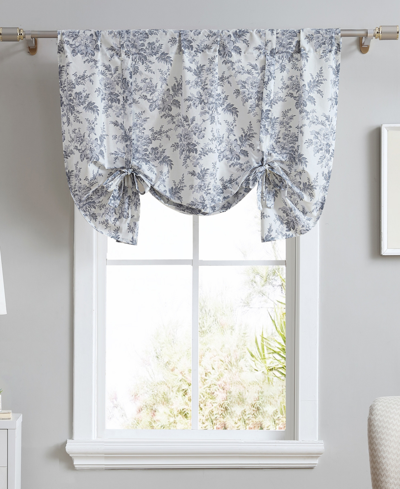Shop Laura Ashley Annalise Floral Tie Up Valance, 50" X 25" In Shadow Gray