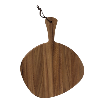 Shop Bloomingville Irregular Shaped Acacia Wood Cutting Board/tray With Leather Strap In Medium Bro