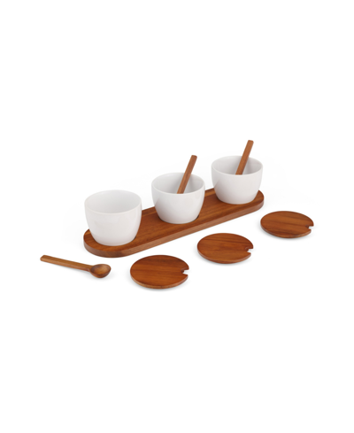 Shop Nambe Duets Triple Condiment Server Set, 10 Piece In White