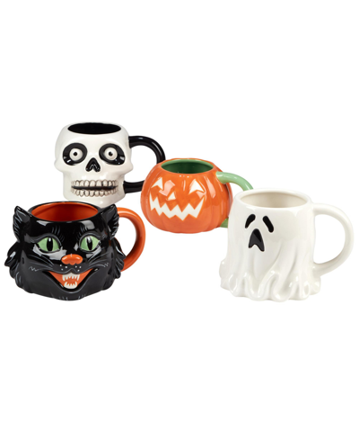 Certified International Scaredy Cat Set Of Four 3d Mugs In Multi Color