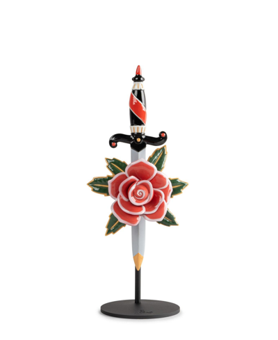 Lladrò Dagger And Rose Porcelain Sculpture In Multi