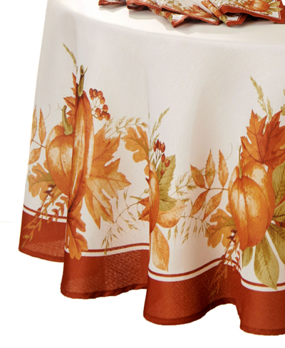 Shop Elrene Autumn Pumpkin Grove Fall 70" Round Tablecloth In Multi