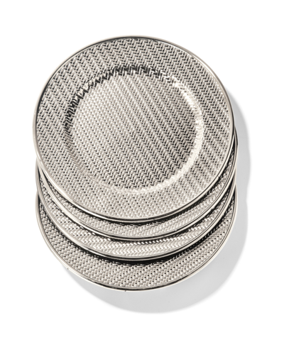 Shop American Atelier 13" Aubrey Electroplated Charger Plates, Set Of 4 In Silver-tone