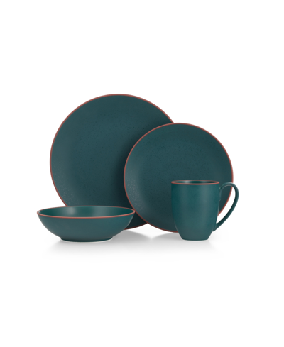 Shop Nambe Taos Place Setting Jade, Dinner Plate, Accent Plate, Soup Or Cereal Bowl, Mug Set, 4 Piece In Green