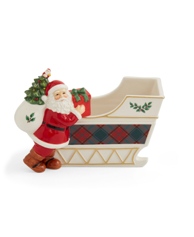 Spode Santa Sleigh Candy Jar In Green