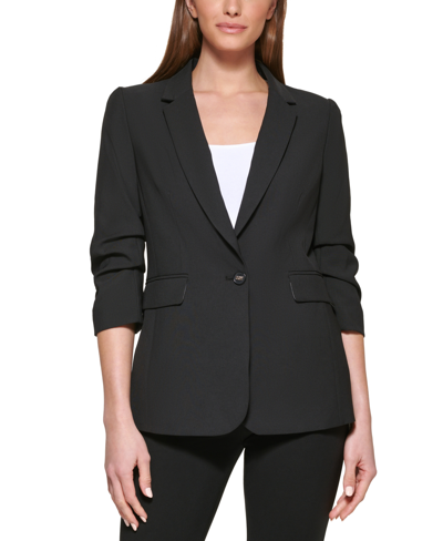 Shop Dkny Petite Madison Jacket, Created For Macy's In Black