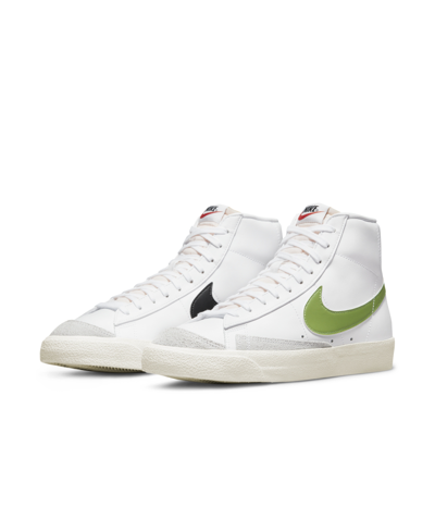 Shop Nike Men's Blazer Mid 77's Vintage-like Casual Sneakers From Finish Line In White/chlorophyll