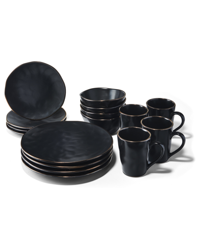 Shop American Atelier Luna Dinnerware Set, 16 Piece In Black