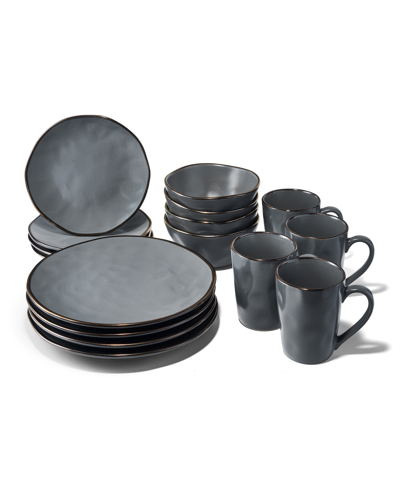 Shop American Atelier Luna Dinnerware Set, 16 Piece In Gray