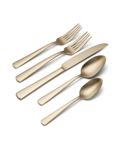 Shop Oneida Aptitude Champagne Satin Flatware Set, 20 Piece In Metallic And Stainless