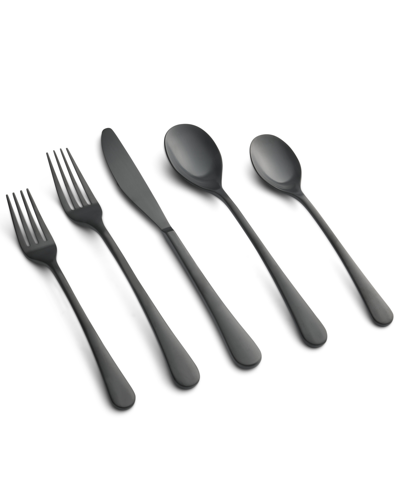Cambridge Silversmiths Xyla Black Satin Flatware Set, 20 Piece In Black