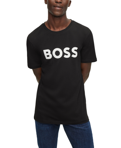 Shop Hugo Boss Boss By  Men's Cotton-jersey T-shirt In Black
