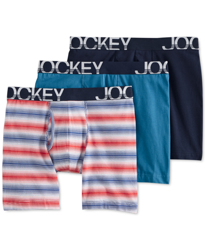 Shop Jockey Activestretch 7" Boxer Brief - 3 Pack In True Navy/patriot Stripe/lake Blue