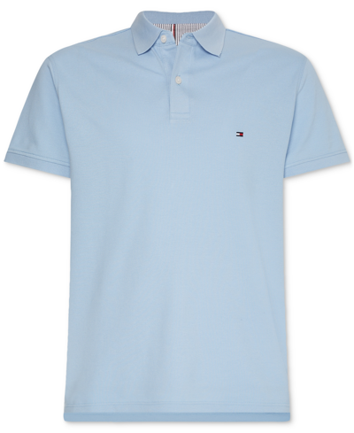 Shop Tommy Hilfiger Men's 1985 Regular Fit Th Flex Polo Shirt In Chambray Blue