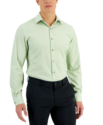 Shop Alfani Men's Slim Fit 4-way Stretch Geo Print Dress Shirt, Created For Macy's In Mint
