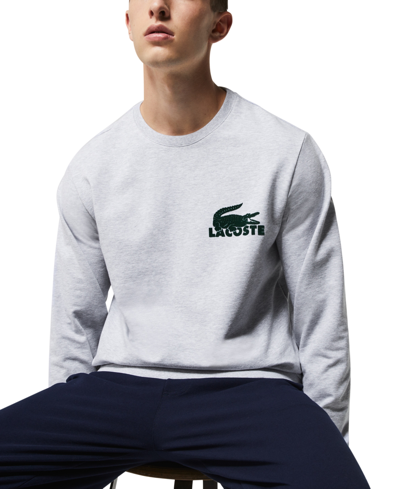 Shop Lacoste Men's Pajama Fleece Indoor Sweatshirt In Grey