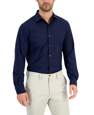 Shop Club Room Men's Regular Fit Traveler Dress Shirt, Created For Macy's In Placid Blue
