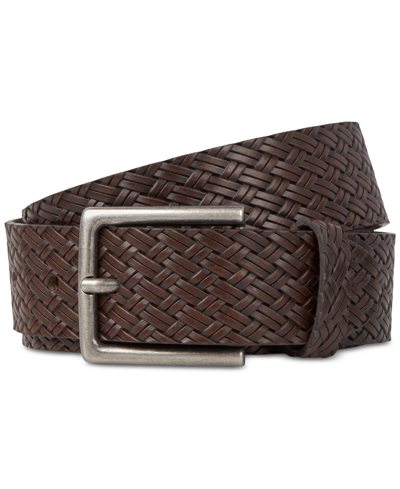 Shop Jack & Jones Men's Jacseye Woven Leather Belt In Brown Stone
