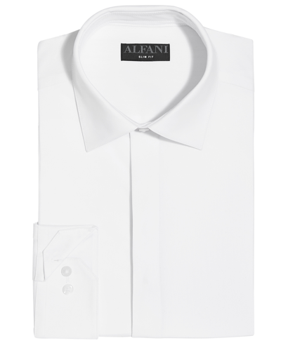 Shop Alfani Men's Slim Fit 2-way Stretch Formal Convertible-cuff Dress Shirt, Created For Macy's In Deep Black