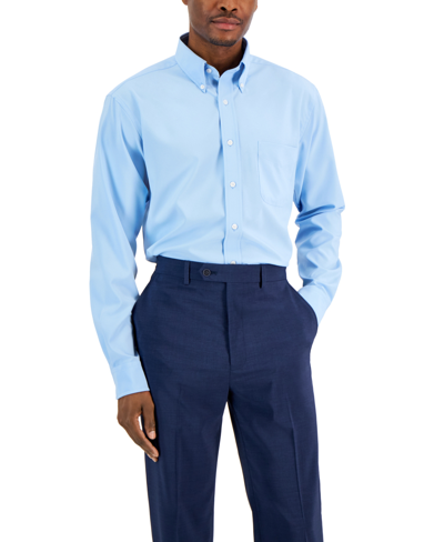 Shop Alfani Men's Slim Fit 4-way Stretch Solid Dress Shirt, Created For Macy's In Horizon Blue