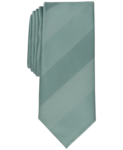 Shop Alfani Men's Slim Textured Stripe Tie, Created For Macy's In Mint