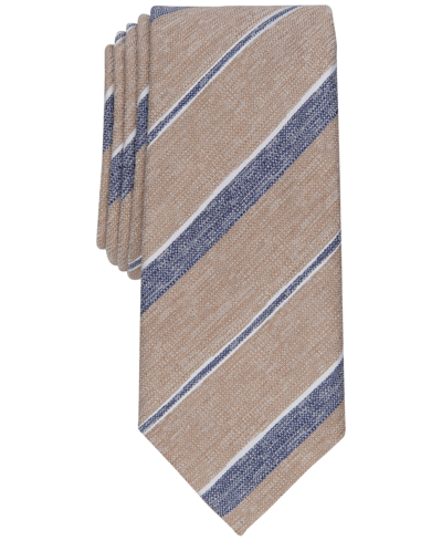 Shop Alfani Men's Gwen Stripe Slim Tie, Created For Macy's In Taupe